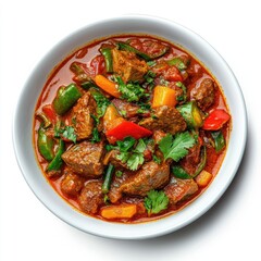 This hot and spicy Thai chicken curry dish with vegetables and a rich red sauce is a flavorful meal often served with riceThis hot and spicy Thai chicken curry dish with vegetables and a rich red sauc