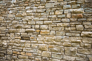 Hand cut and laid stone wall
