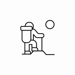 hiker under moonlight icon sign vector