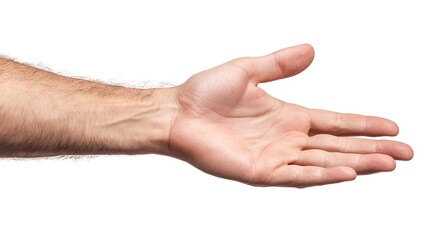 Man's hand isolated on white background. Clipping path included.