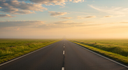 Fototapeta premium Road stretching into the distance with wide open sky above