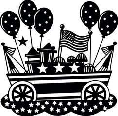 Colorful Parade Float with American Flags – 4th of July Celebration Vector