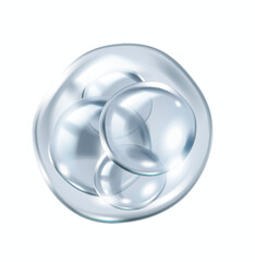Collagen molecules bouncing inside silver protective bubble realistic vector illustration. Rejuvenation products research 3d object on white