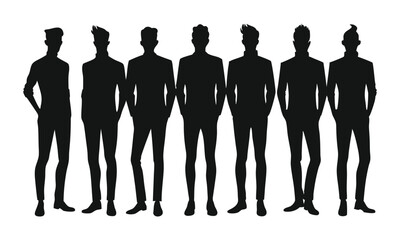 Silhouette photo of a standing men poses isolated