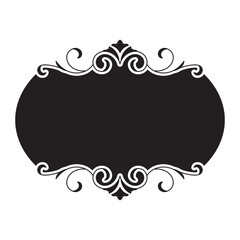 Calligraphic ornament blank frame illustration black and white