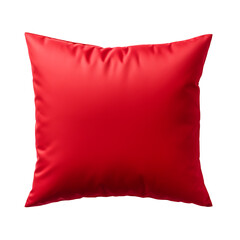 Vibrant Red Square Pillow Isolated on Transparent Background