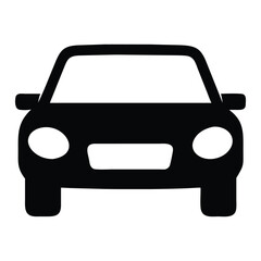 Front View Car Silhouette Icon with Simple Details