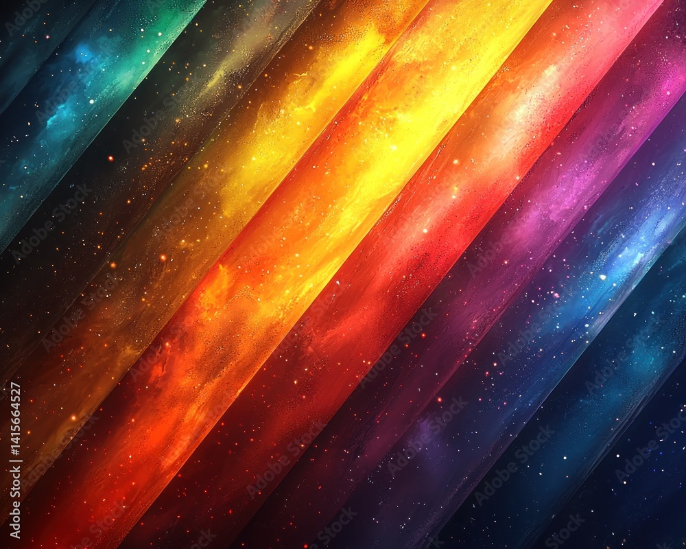 Wall mural vibrant abstract cosmic background with colorful nebulae and starry patterns