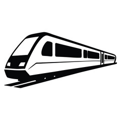 Streamlined Modern Train Illustration in Black and White