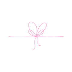 Hand drawn pink bow line