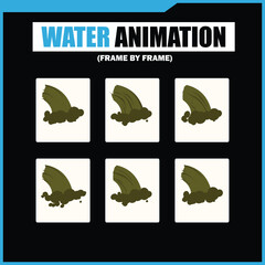 Water mud Splash, mud Shower Rain, mud Bubbles, Droplets, Drip, Flow, Wave, Burst, Explosion, Ripples, Curling Swirl – 2D Water FX Sprite Sheet Vector Pack for Games and Motion Graphics