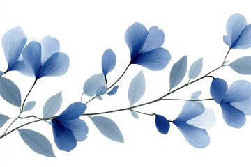 Delicate blue flower branch with subtle gradients showcasing nature's beauty and tranquility