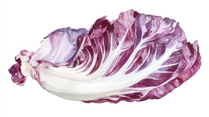 Obraz premium Watercolor radicchio chicory vegetable isolated on white background