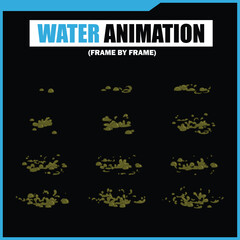 Water mud Splash, mud Shower Rain, mud Bubbles, Droplets, Drip, Flow, Wave, Burst, Explosion, Ripples, Curling Swirl – 2D Water FX Sprite Sheet Vector Pack for Games and Motion Graphics