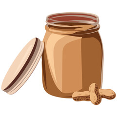 peanut butter jar nutritious snack isolated vector illustration on white background