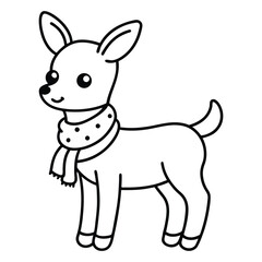 coloring book for 2 years baby A baby deer with a tiny scarf on white background.