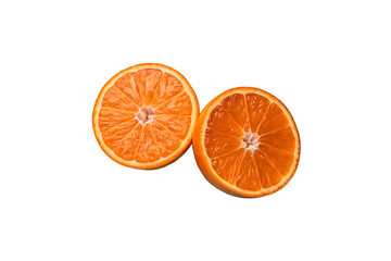 Fresh Juicy Orange with Slices and Leaf on Solid Color Background – Minimal Citrus Fruit Photography