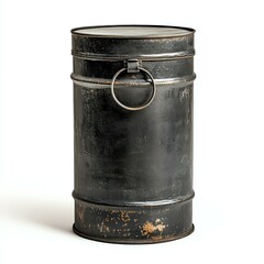 Vintage metal storage container with a handle.
