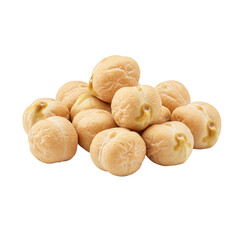 A delightful pile of plump chickpeas, ready for culinary adventures, showcasing their creamy beige color and subtle textures against a clean white background.