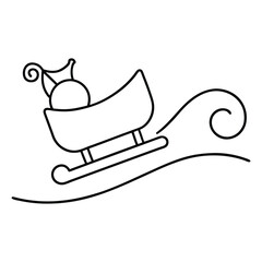 coloring book for 2 years baby A sleigh sliding down a snowy hill on white background.