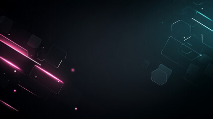 modern tech inspired backdrop featuring geometric shapes, glowing lines, and dark gradient background creates futuristic and dynamic atmosphere