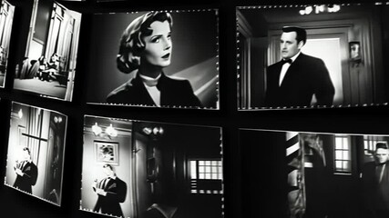 Nostalgic cinematic film stills montage evoking classic Hollywood glamour