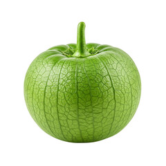 A vibrant green tomatillo, plump and ready for harvest, showcasing its unique textured skin against...