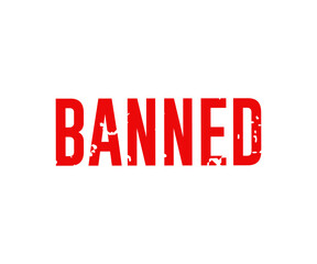 Grunge red banned text. Banned stamp vector design and illustration.

