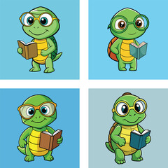 set of funny cartoon frogs