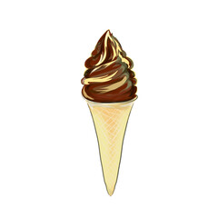 illustration of a chocolate flavored ice cream cone without a background