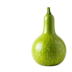 A vibrant green Calabash gourd, a symbol of nature's artistry and autumnal bounty, stands against a stark white backdrop.