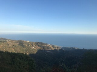 view from the top of the mountain overlooking the ocean in California