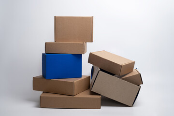 Brown paper box. Cardboard box isolated on white background. Place for text. Gift box 