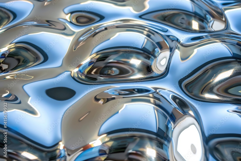 Poster reflective metallic surface patterns indoor setting abstract image modern art close-up view visual t