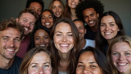 Fototapeta premium Diverse group of happy people bonding together