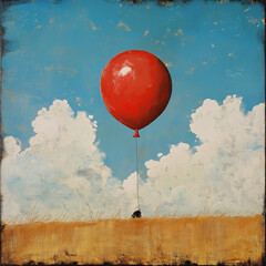 Red Balloon Over Field