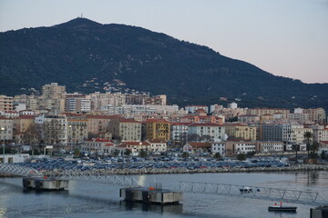 panoramic view of Ajaccio  Corsica, France early morning