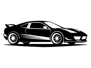 Sports Car Silhouette Vector Design | Sleek Sports Car SVG