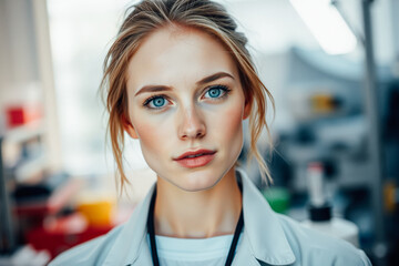Fototapeta premium Confident Female Scientist in a Laboratory Setting