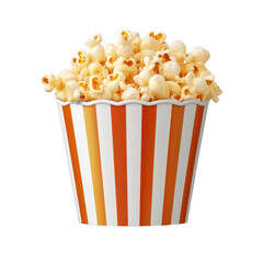 pocorn bucket realistic pop corn 3d container isolated on transparent background.