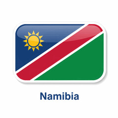 Fototapeta premium A clear digital illustration of the rectangular flag of namibia. Below the flag, the word 