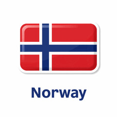 Obraz premium A clear digital illustration of the rectangular flag of norway. Below the flag, the word 