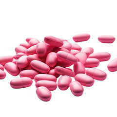 pink pills isolated on transparent background.