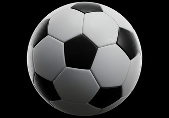 Naklejka premium Soccer ball black and white isolated on black background close up view