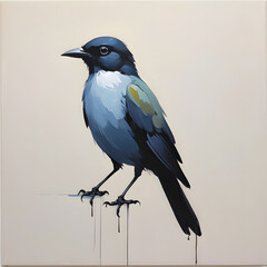 Obraz premium Bird Painting Isolated Animal on Gray Background - Oil Painting Art