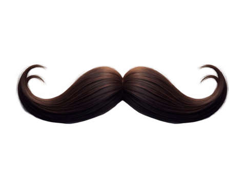 A brown handlebar mustache isolated over png transparent background