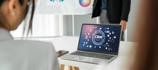 Customer relationship management system on modish computer for CRM business and enterprise