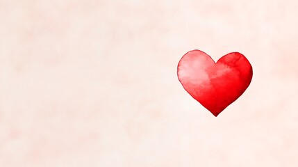 Hand-painted Red Heart on Soft Textured Background for Romantic Themes and Designs