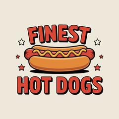 Finest Hot Dogs Retro Sign with Stars and Mustard