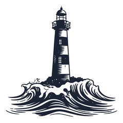lighthouse silhouette vector illustration